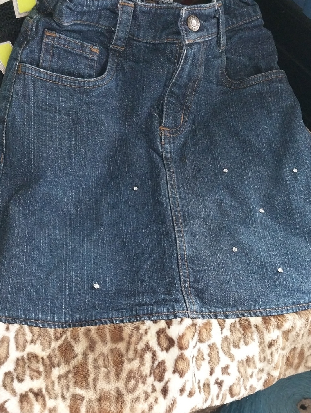 The Children's Place Dark Blue Denim Mini Skirt with Stud Accents
